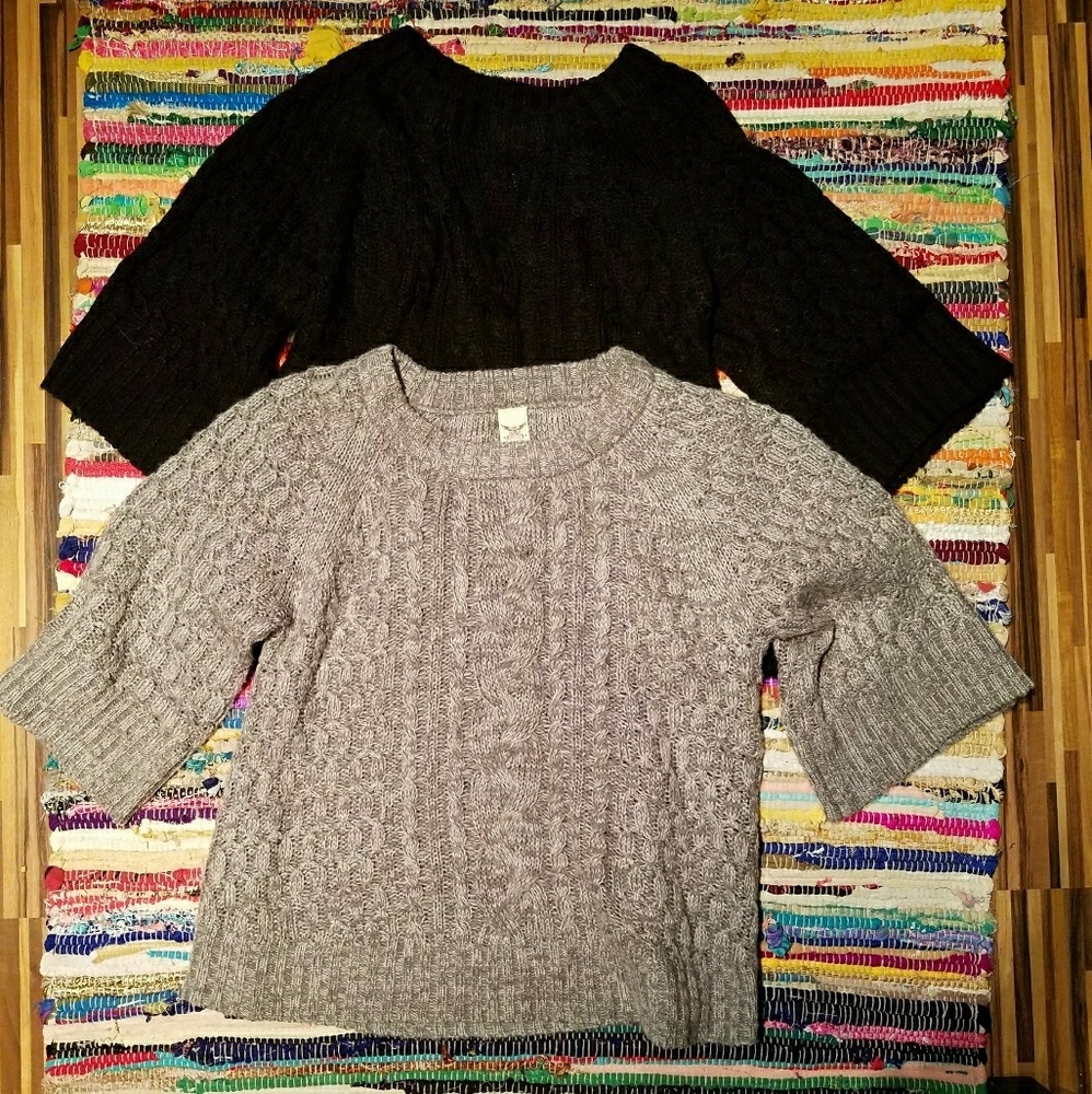 2 sweaters, one black one grey sz M